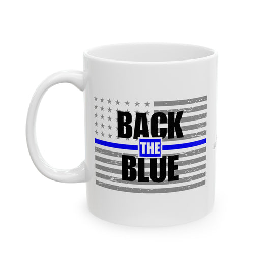 BACK THE BLUE COFFE MUG